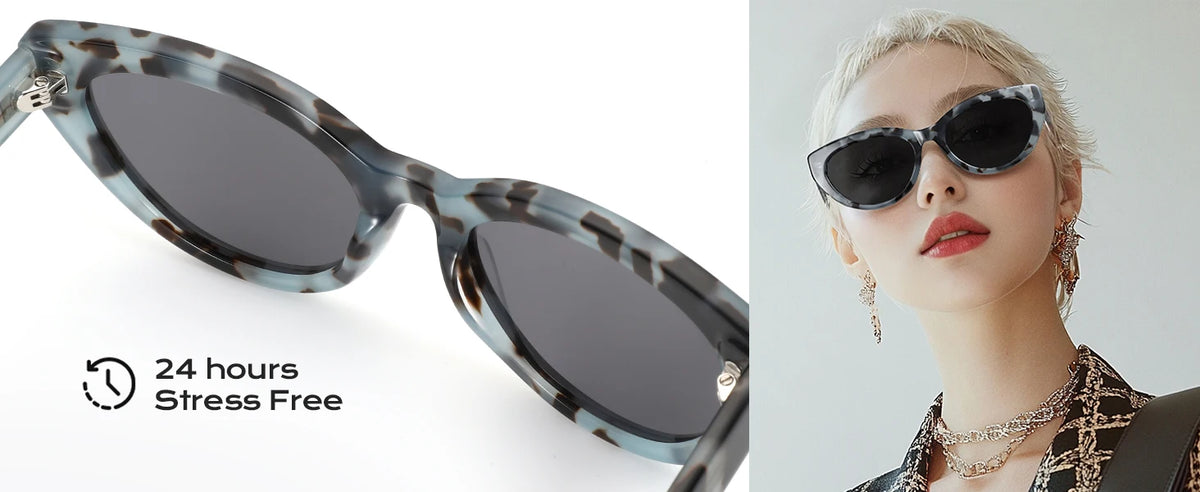 ZENOTTIC Ochelari de soare retro Cat Eye polarizați, realizați manual din acetat, cu protecție UV400, pentru femei