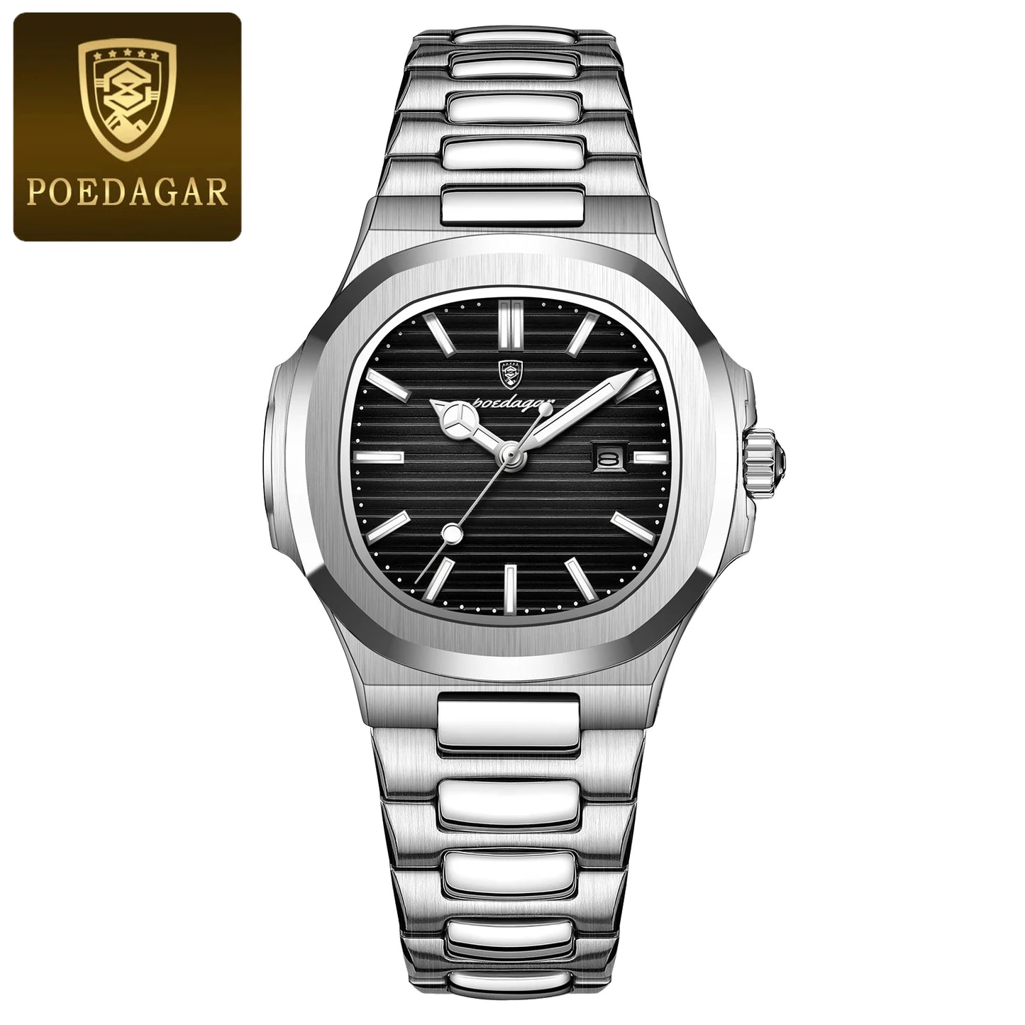 POEDAGAR Square Luxury Watch For Woman Waterproof Luminous Date Ladies Wristwatch Stainless Steel Fashion Quartz Women's Watches