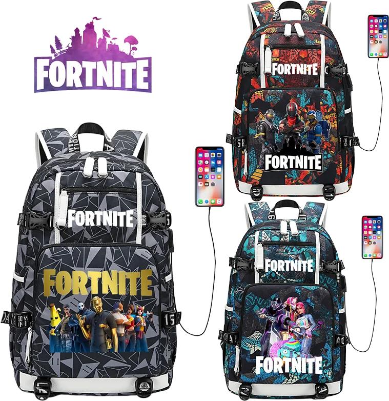 Mochila escolar para estudante com estampado do jogo Fortnite, para rapazes e raparigas, grande capacidade, impermeável, leve e resistente, presente de aniversário