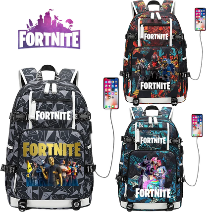 Mochila escolar para estudante com estampado do jogo Fortnite, para rapazes e raparigas, grande capacidade, impermeável, leve e resistente, presente de aniversário