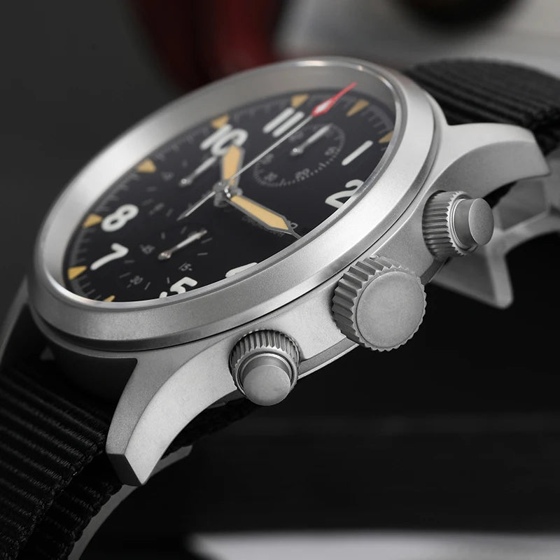 Militado ML1868KF Retro VK67 Quartz Chronograph Watch Stainless Steel Case 3 Dial Waterproof 100M  Multifunction Military Watch