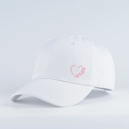Butterfly Heart Print Baseball Cap Adjustable Unisex Gift For Girlfriend & Romantic Lovers