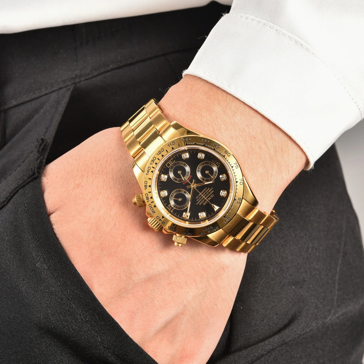 Luxury VK63 Watches gold 39mm quartz Chronograph Business Watch Men's VK63 Sport Sapphire Glass Gem dial Ceramic bezel inser