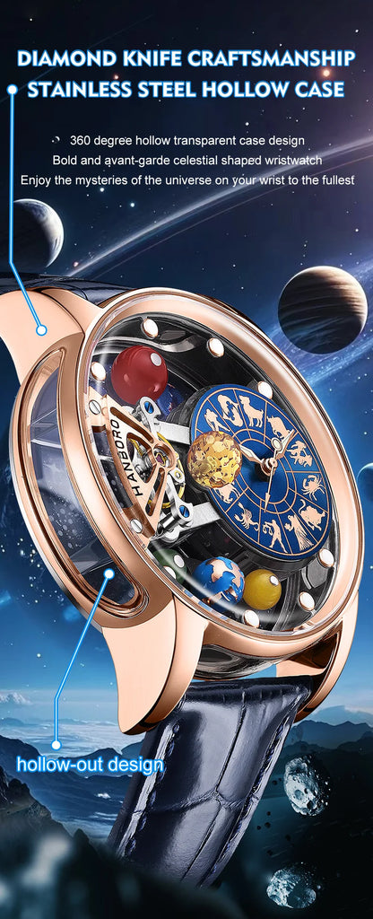 HANBORO Celestial Series 12 Constellation Men's Fully Automatic Mechanical Watch with Starry Sky Night Light Trend Watch