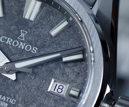 Cronos Men Watch 39mm Automatic Miyota 9015 Movement Wristwatches White Dial Birch Pattern Solid Links Sapphire 10 ATM L6040M