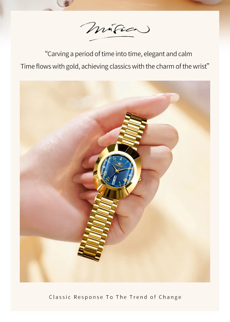 OLEVS Watch Luxury Woman Elegant Quartz Watch Scale Waterproof Luminous Automatic Week Date Ladies Watch Fashion Dress 7008
