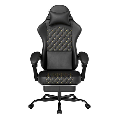 Cadeira Gaming Ergonómica PINGGO com Apoio para os Pés, Massagem, Pele PVC, Cadeira de Escritório para PC Gaming, Capacidade de Peso 150kg