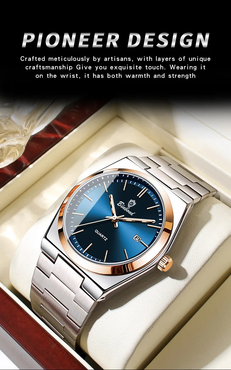 UTHAI Men Watch Light Luxury Brand Stainless Steel Calendar Waterproof Male Business Leisure Fashion Quartz Clock Watch