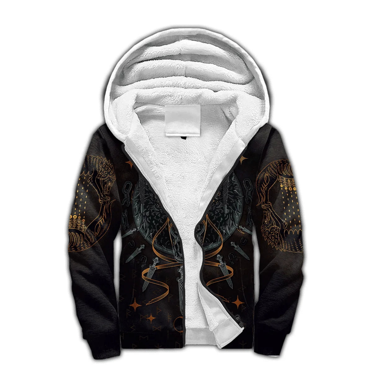 Mjolnir Odin Raven Wolf Tattoo 3D Printed Men's Winter Thicker Zip Hoodie Unisex Casual Hooded Tracksuit Warm Fleece Jacket KD16