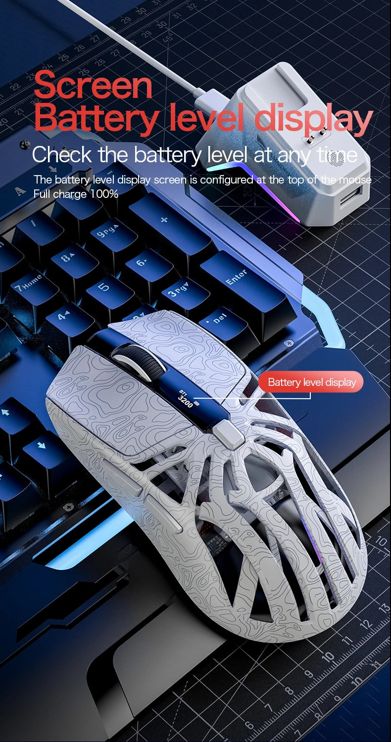 SMAILWOLF M8 Wireless Bluetooth Tri-Mode Mouse Lightweight PAW3311 Gaming RGB Magnetic Charging 12000dpi Gaming Mouse