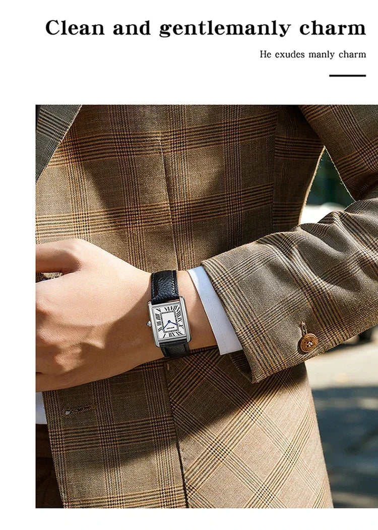 SANDA 9031/1108 Sport Casual Women Men Quartz Watches Reloj Luxury Couple Watch Resistant Leather Strap Square Dial Waterproof