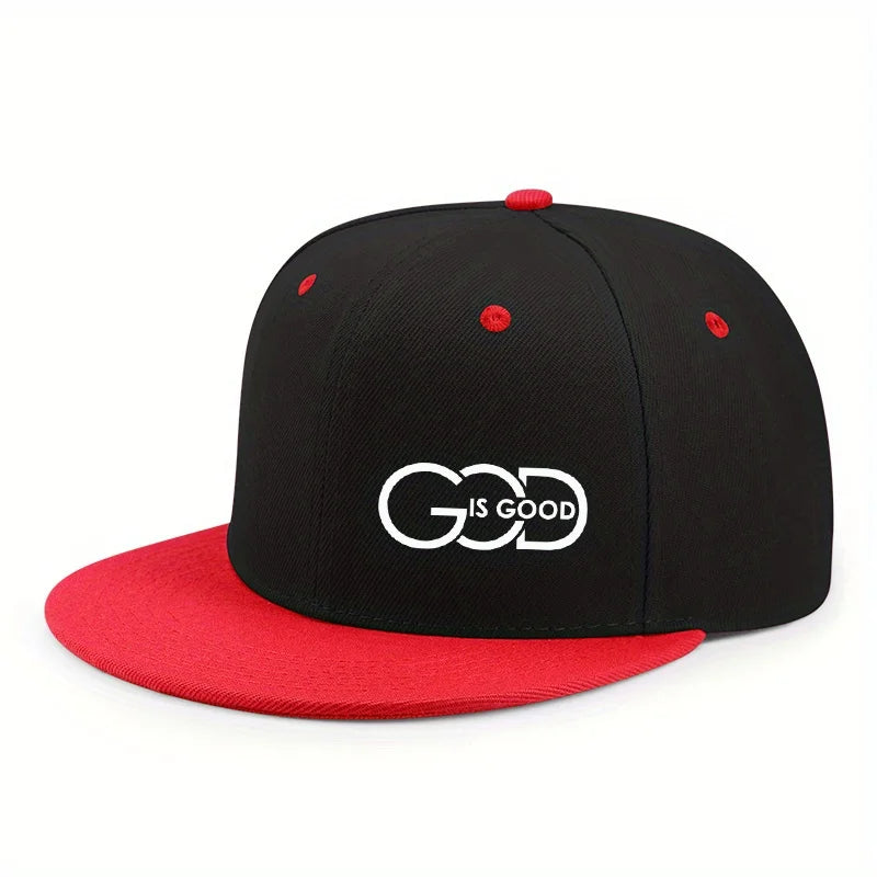 Unisex adjustable baseball cap street flat brim hat printed GOD IS GOOD casual headwear men and women fashion breathable outdoor