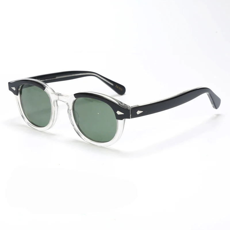 Ochelari de soare polarizați pentru bărbați și femei, stil Johnny Depp Lemtosh, ochelari de soare retro cu ramă rotundă din acetat și lentile UV400, Oculos