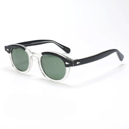 Ochelari de soare polarizați pentru bărbați și femei, stil Johnny Depp Lemtosh, ochelari de soare retro cu ramă rotundă din acetat și lentile UV400, Oculos