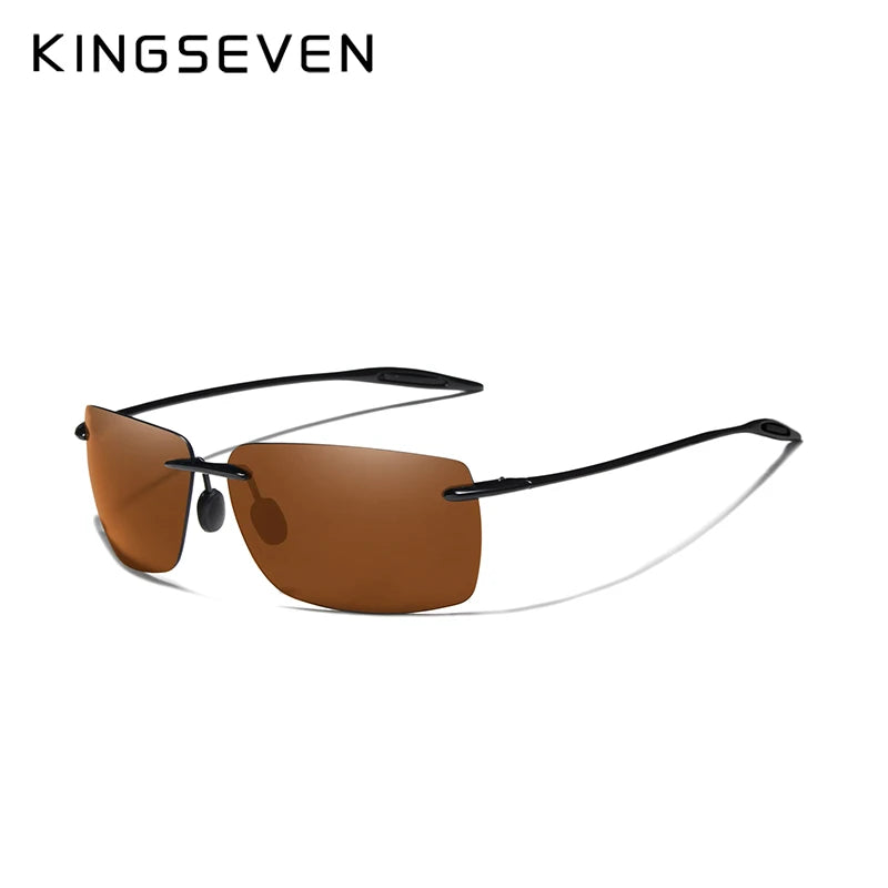 KINGSEVEN TR90 Ochelari de soare fără ramă pentru bărbați Ochelari de soare ultralegeri, pătrați, fără ramă, pentru femei, de marcă, cu lentile oglindă