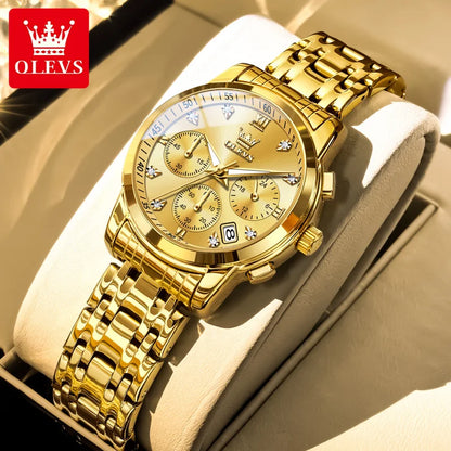 Orologio da donna OLEVS, marchio di lusso, al quarzo, impermeabile, luminescente, con datario, cronografo, bracciale, orologio elegante con diamanti.