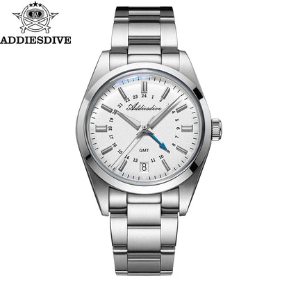 ADDIESDIVE Hot Brand 36mm Luxury GMT Watch Gift for Men 10Bar Waterproof BGW9 Super Luminous 316L Stainless Steel Quartz Watches
