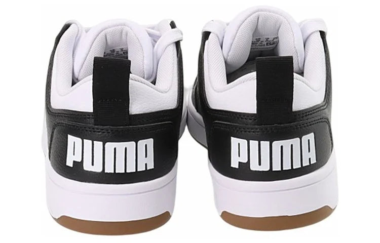 Baskets Puma Rebound LayUp Low SL, modèle blanc et noir, 369866-16.