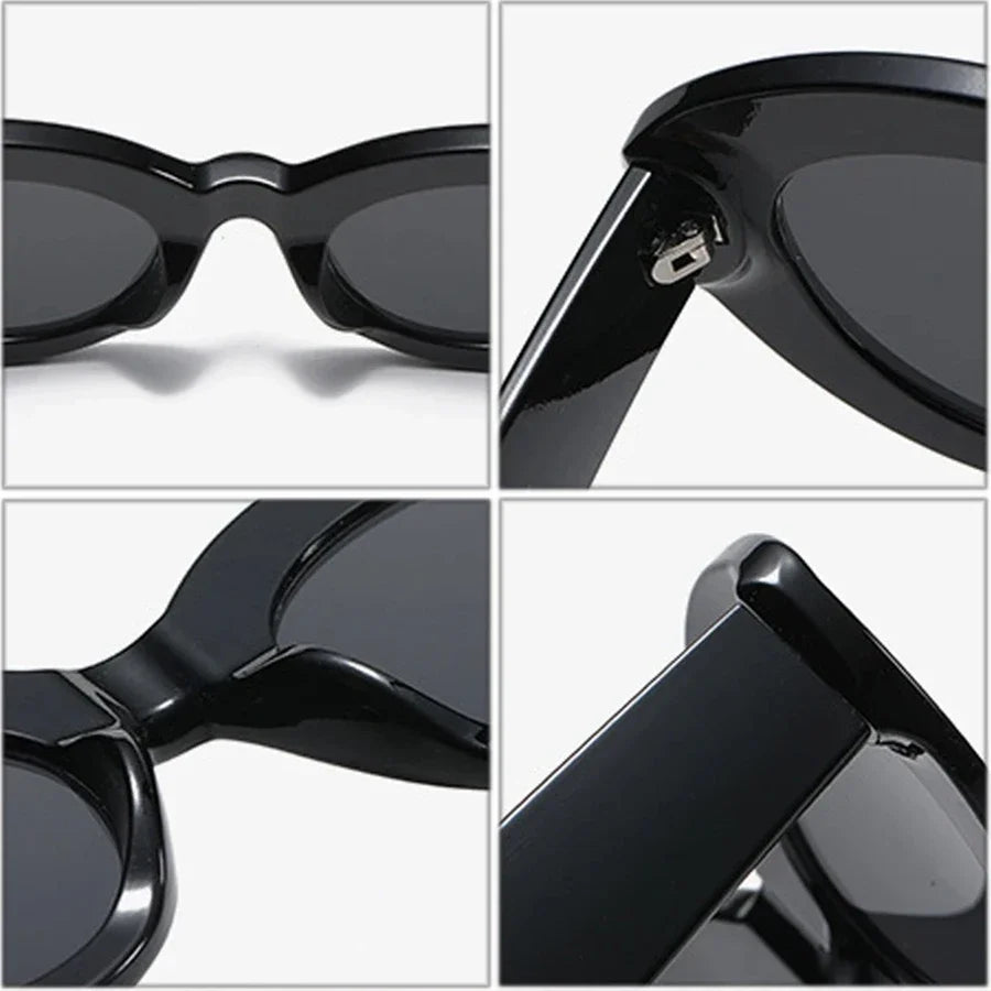 JNPCXI Ochelari de soare pentru femei, model „Cat Eye” supradimensionat, la modă, cu dungi verzi, stil retro, protecție UV400; ochelari de soare ovali pentru bărbați, la modă