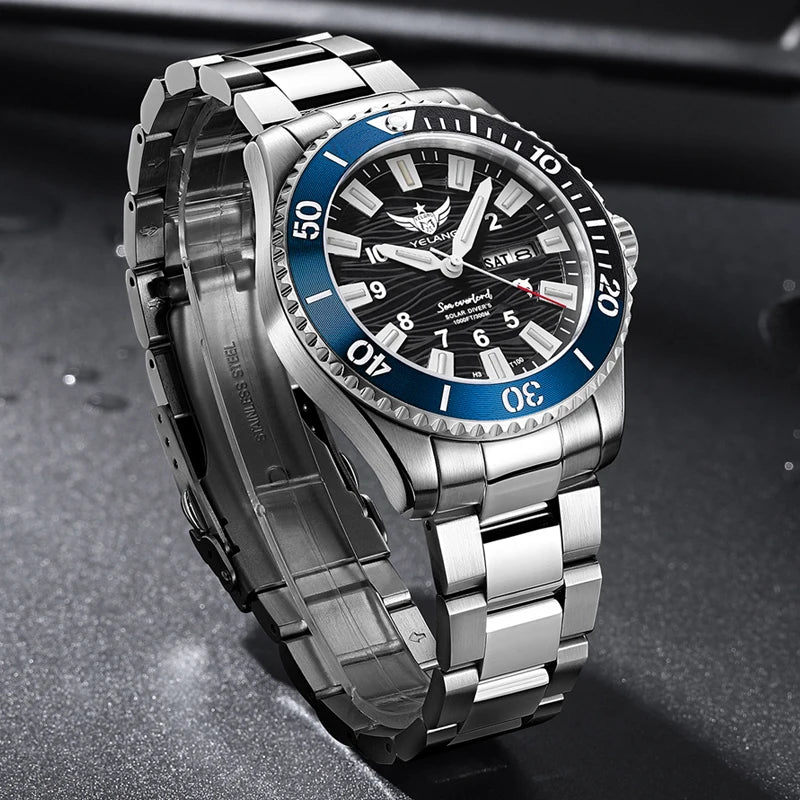 Yelang V1217 300m Diving Solar Watch Japan VS43 Swiss Super Luminous Water Ghost Waterproof Top Sapphire Aluminum Bezel Reloj