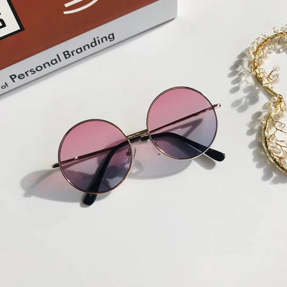 Ochelari de soare pentru copii cu ramă metalică, rotunzi, simpli, cu protecție împotriva razelor ultraviolete, ochelari pentru copii