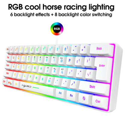 Novo mini teclado gaming com fios, teclado de membrana fino de 61 teclas, brilho RGB tátil e várias combinações de teclas rápidas, adequado para gaming e escritório
