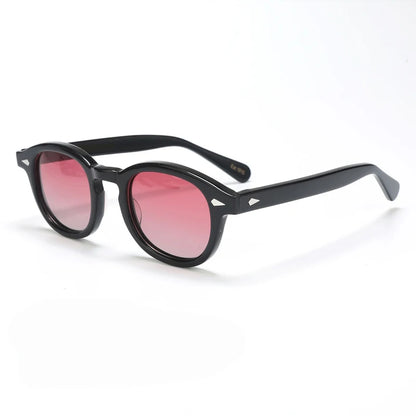 Ochelari de soare polarizați pentru bărbați și femei, stil Johnny Depp Lemtosh, ochelari de soare retro cu ramă rotundă din acetat și lentile UV400, Oculos