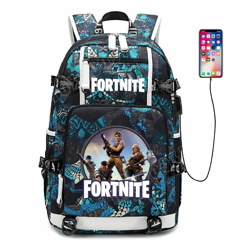 Mochila escolar para estudante com estampado do jogo Fortnite, para rapazes e raparigas, grande capacidade, impermeável, leve e resistente, presente de aniversário