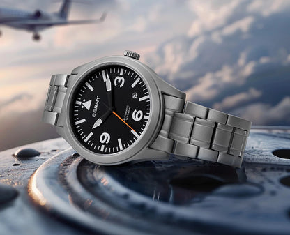 BERNY Full Titanium Automatic Watch for Men Sapphire AR Coated 10Bar Supper Luminous Men Wristwatch Sports Aviation Men Watches