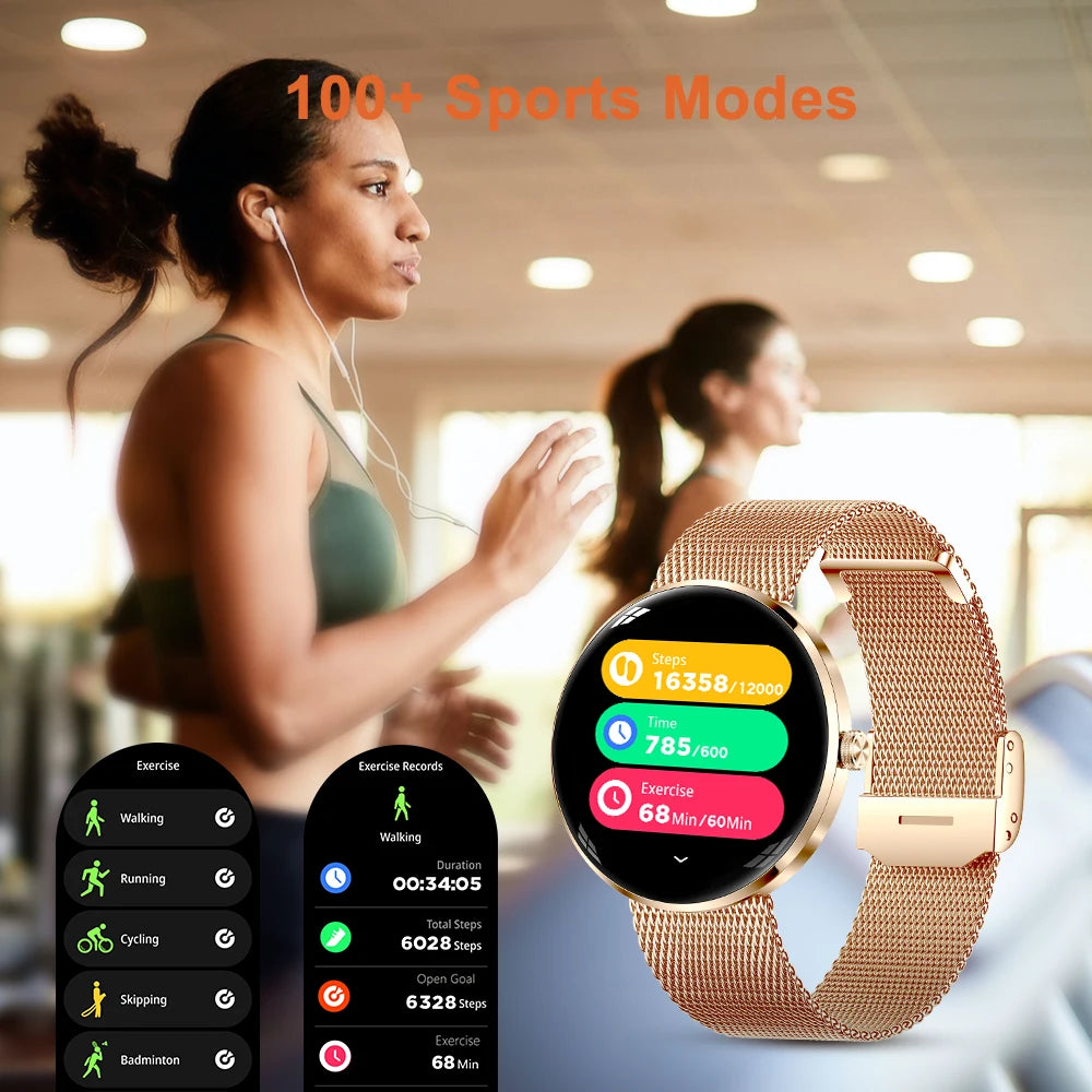 MEVADEN 8.5mm Ultra-thin Luxury Stainless Steel Smart Watch Women 1.43" AMOLED HD Screen Health Monitor Sport Smartwatch H33