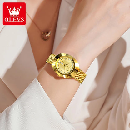 OLEVS Watch Luxury Woman Elegant Quartz Watch Scale Waterproof Luminous Automatic Week Date Ladies Watch Fashion Dress 7008