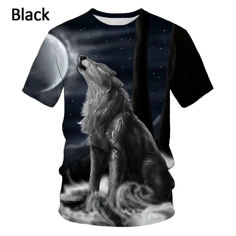 T-shirts 3D imprimés « Loup » tendance pour hommes/femmes – T-shirt graphique original à manches courtes