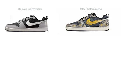 Prilagođene Nike Court Borough Custom "Black Gold Tarot & Apollo" niske muške tenisice