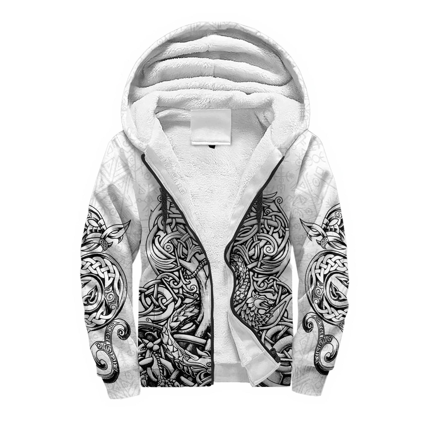 Mjolnir Odin Raven Wolf Tattoo 3D Printed Men's Winter Thicker Zip Hoodie Unisex Casual Hooded Tracksuit Warm Fleece Jacket KD16