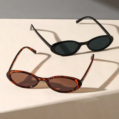 2 bucăți ochelari de soare clasici, decorativi, de modă, cu ramă mică ovală din plastic, pentru călătorii în aer liber, condus și vacanțe la mare