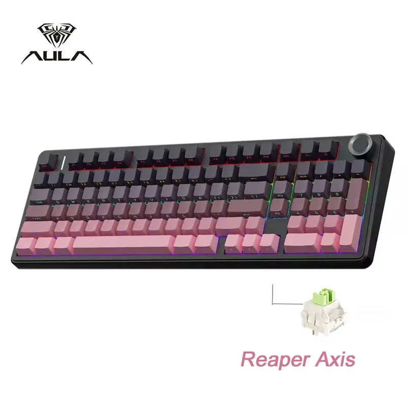 AULA F99 PRO Wireless Gaming Mechanical Keyboard 99 Keys Hot Swappable Gasket Structure 96% 8000mAh Battery Keyboard with Knob
