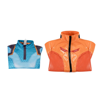 Costume cosplay Overwatch 2 Juno con parrucca, completo full set da eroina supporto, outfit per Halloween e Carnevale, Juno Teo Minh, donna e ragazza