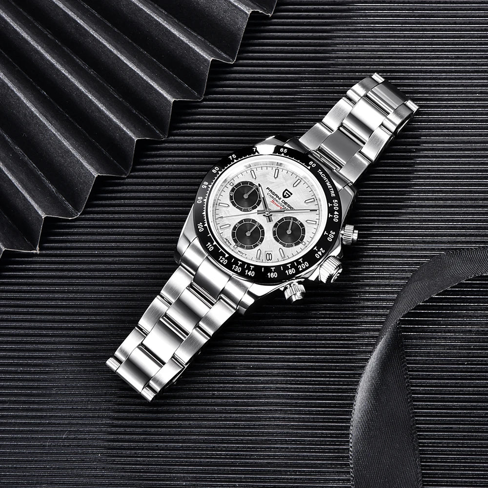 PAGANI DESIGN New Ceramic Bezel Men Quartz Wristwatches Luxurys Sapphire Glass Chronograph 100m Waterproof Stainless Watches Men