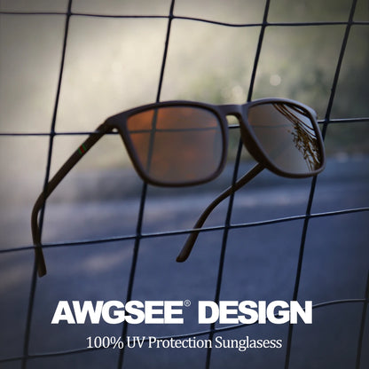 Ochelari de soare polarizați clasici, pătrați, unisex, UV400, ușori, pentru condus, pescuit, activități în aer liber și călătorii