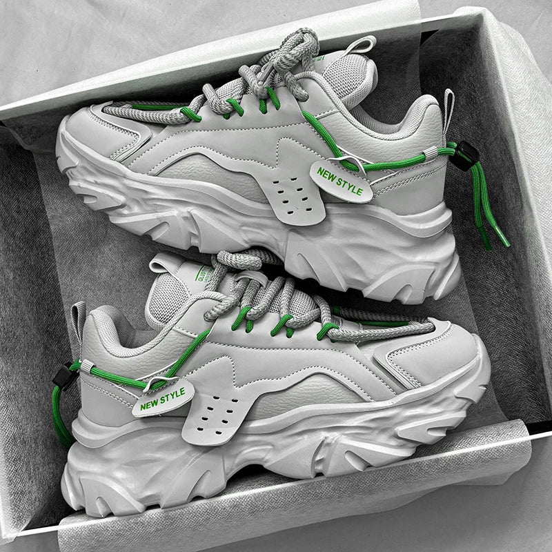 Men's shoes, seasonal leather trend, soft sole, sports running shoes, campus style, casual and versatile, fashionable dad shoes