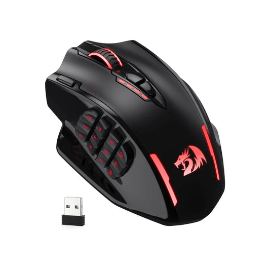 Mouse da gaming Redragon M913 16000 DPI cablato e wireless 2.4Ghz RGB ottico, 16 pulsanti programmabili, mouse nero/bianco