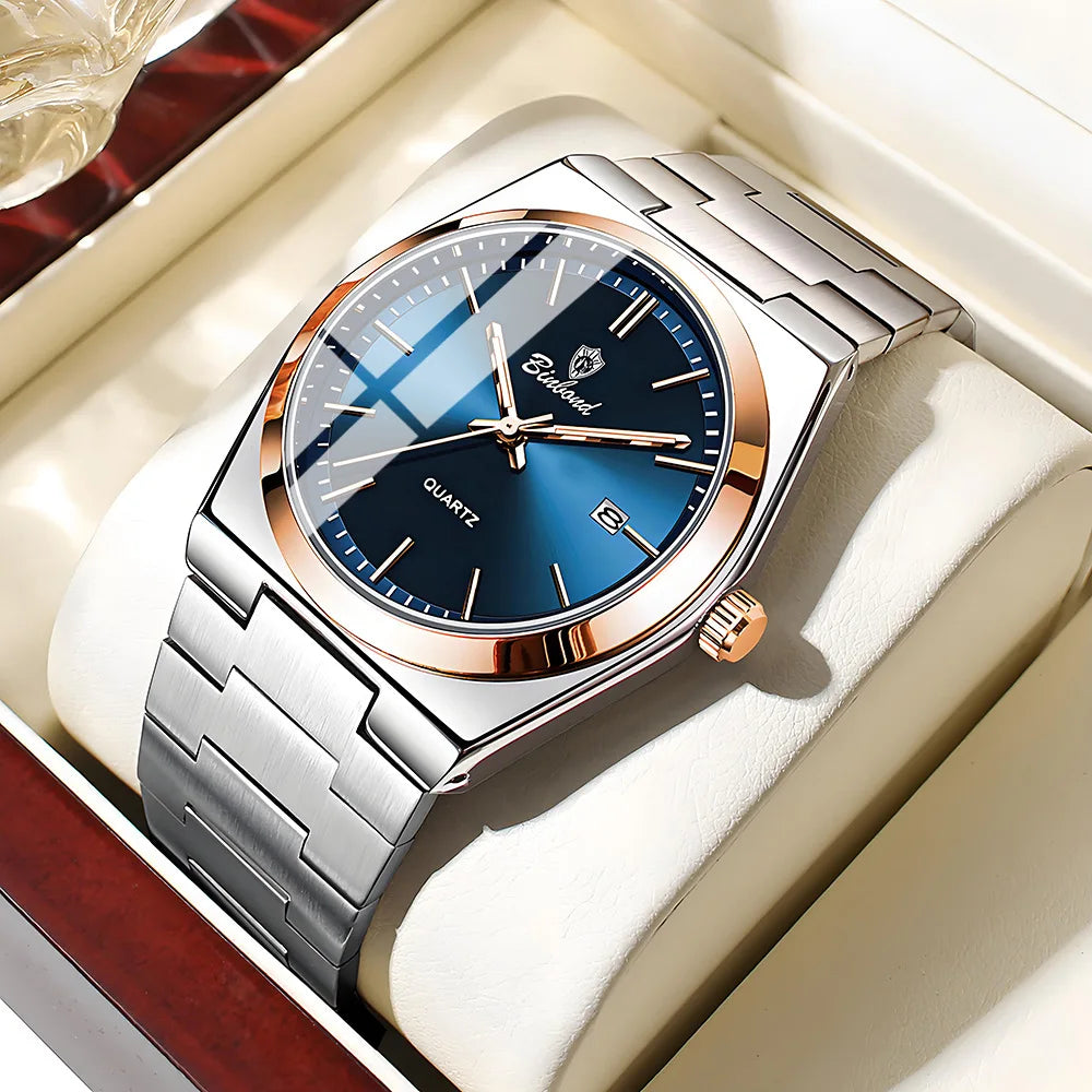 UTHAI Men Watch Light Luxury Brand Stainless Steel Calendar Waterproof Male Business Leisure Fashion Quartz Clock Watch