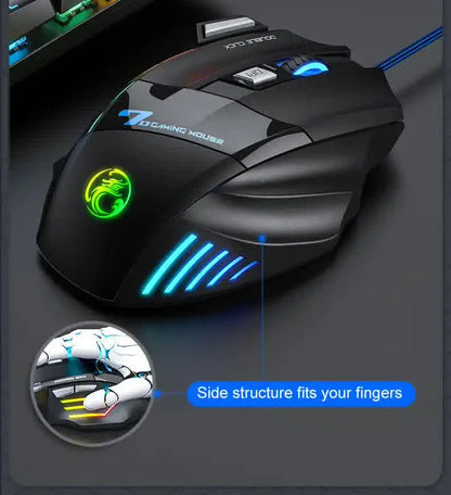 IMICE X7 Optical Gaming Mouse Adjustable DPI Ergonomic Anti Slip Design Colorful Luminuse Suitable for Desktop Computers Laptop