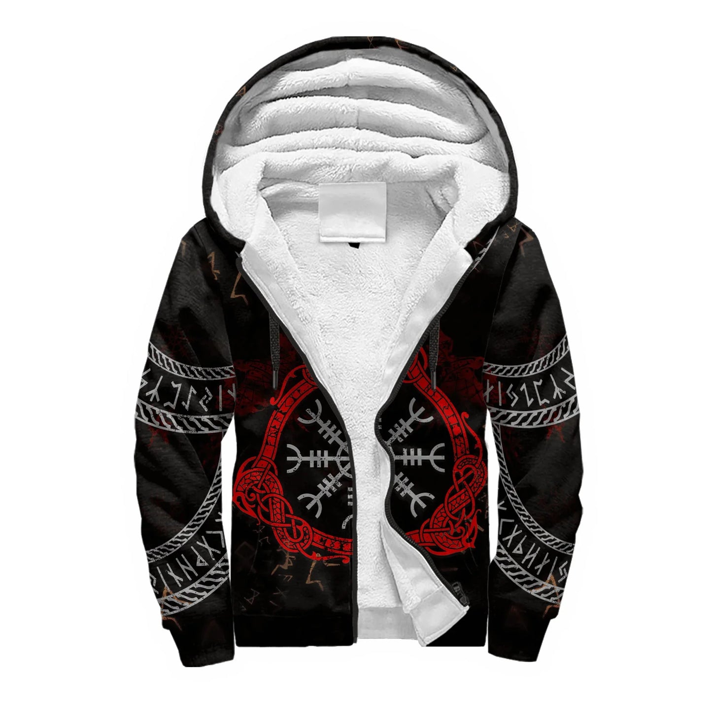 Mjolnir Odin Raven Wolf Tattoo 3D Printed Men's Winter Thicker Zip Hoodie Unisex Casual Hooded Tracksuit Warm Fleece Jacket KD16