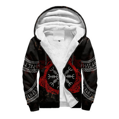 Mjolnir Odin Raven Wolf Tattoo 3D Printed Men's Winter Thicker Zip Hoodie Unisex Casual Hooded Tracksuit Warm Fleece Jacket KD16