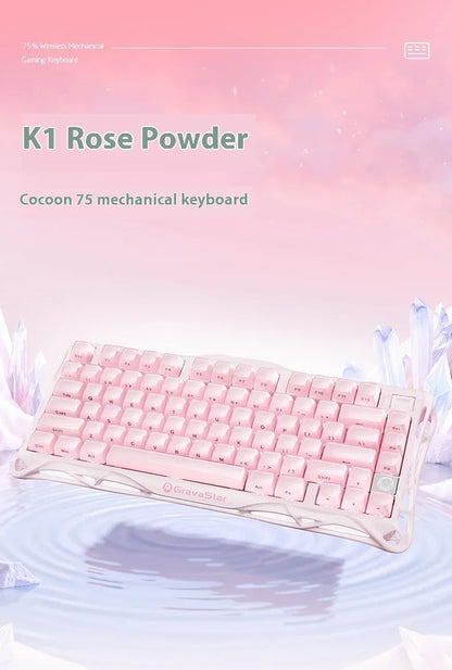 Mercury K1 Grava Star Breaking 75 RGB Mechanical Keyboard Gaming Bluetooth 2.4G Wired RGB Hotswap Gamer Non-contact Keyboard