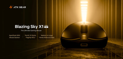 Rato sem fios ATK Blazing Sky X1 V2 Ultimate Dual Mode, leve, PAW3950 Ultra Dual 8K HZ, baixa latência, ergonomia personalizada