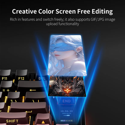 Teclado Mecânico AULA S75 PRO 75% Layout Personalizado Retroiluminação RGB Sem Fios Bluetooth Gaming com Ecrã e Botão Rotativo