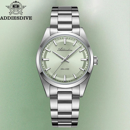 ADDIESDIVE Luxury Men's Steel Watch Bubble Mirror Glass Quartz Watch BGW9 Blue Luminous 100ATM Analog Watch Reloj Hombre AD2066