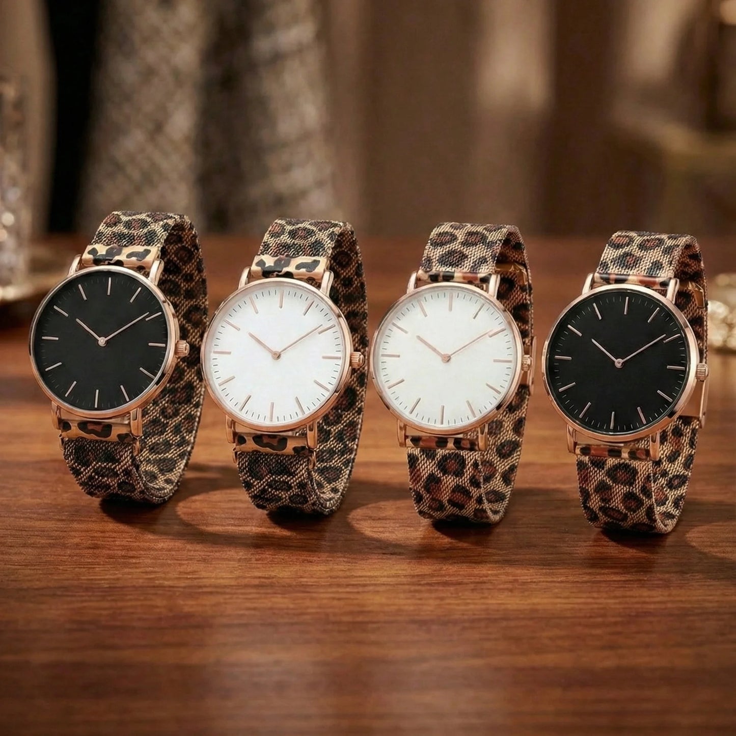 Ultra-thin Fashion Women's Watches Luxury Leopard Pattern Mesh Band Ladies Quartz Wristwatches Minimalist Female Clock Reloj